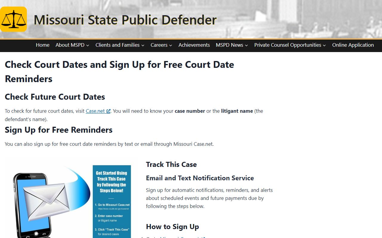 Perry County Circuit Clerk Case.net court date instructions