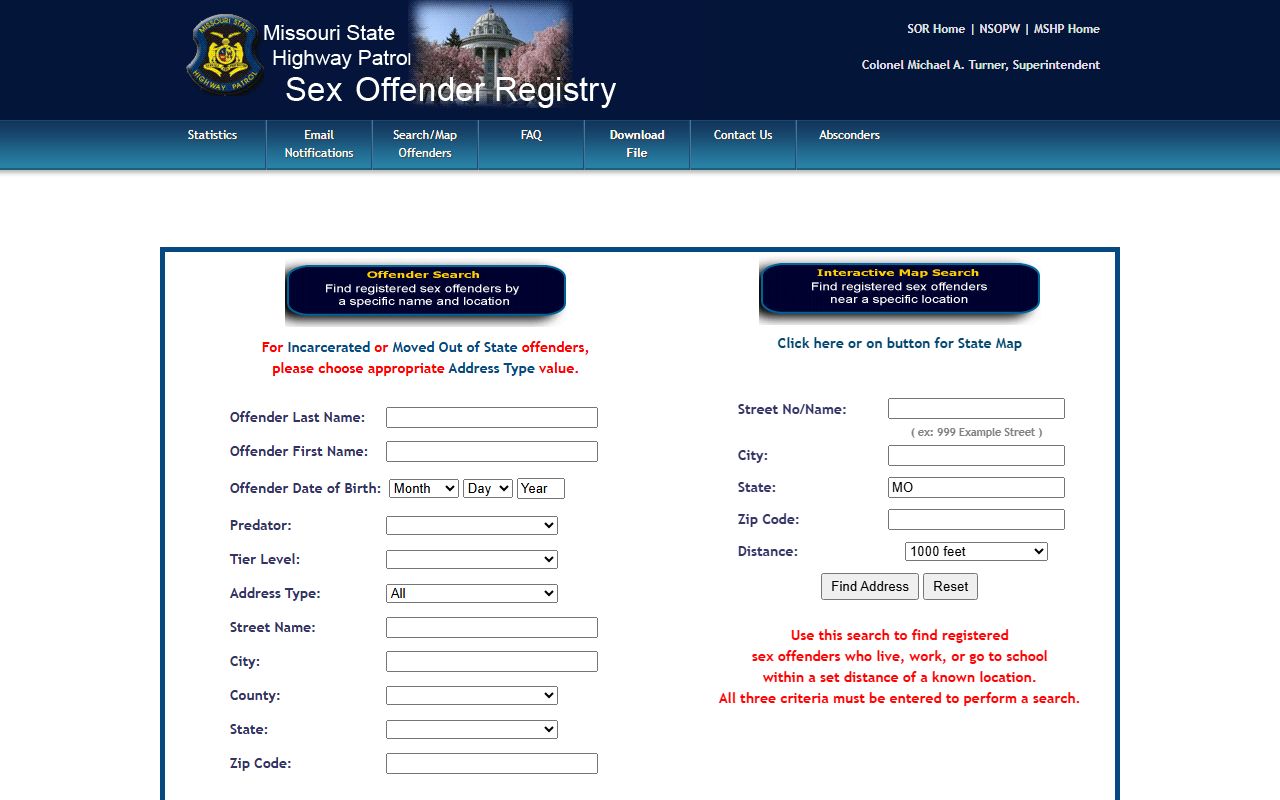 Perry County court charge records MSHP registry search