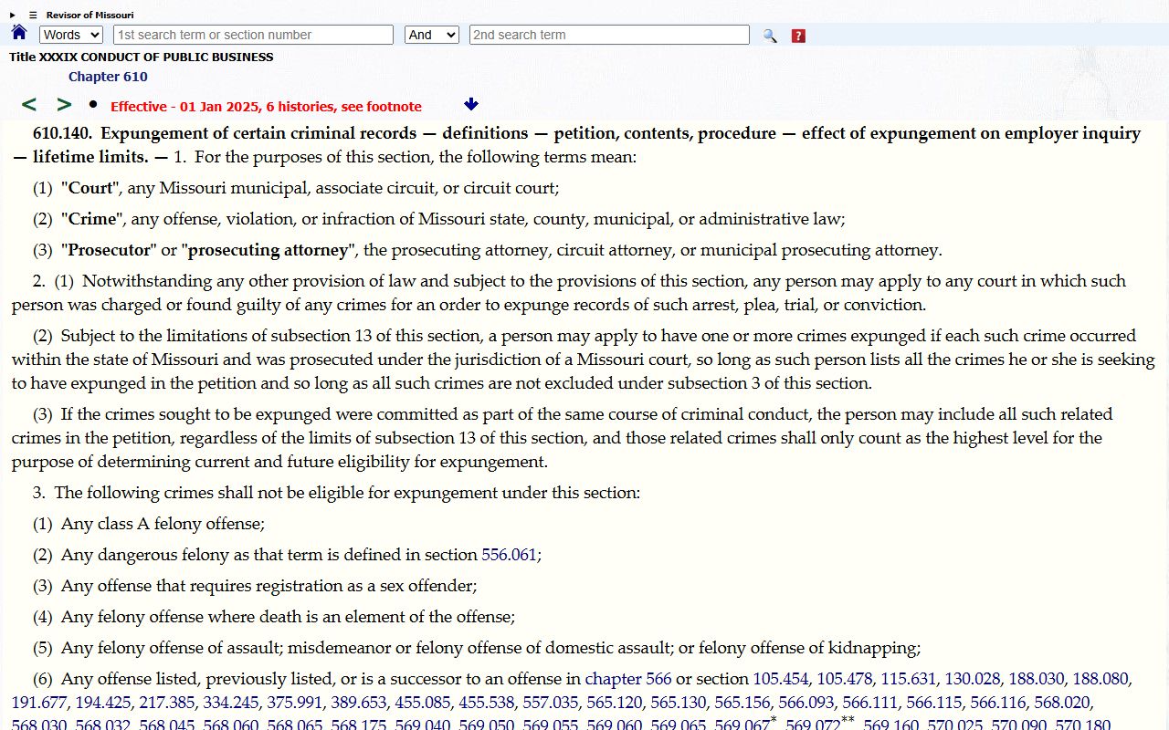 Perry County court records expungement statute screen