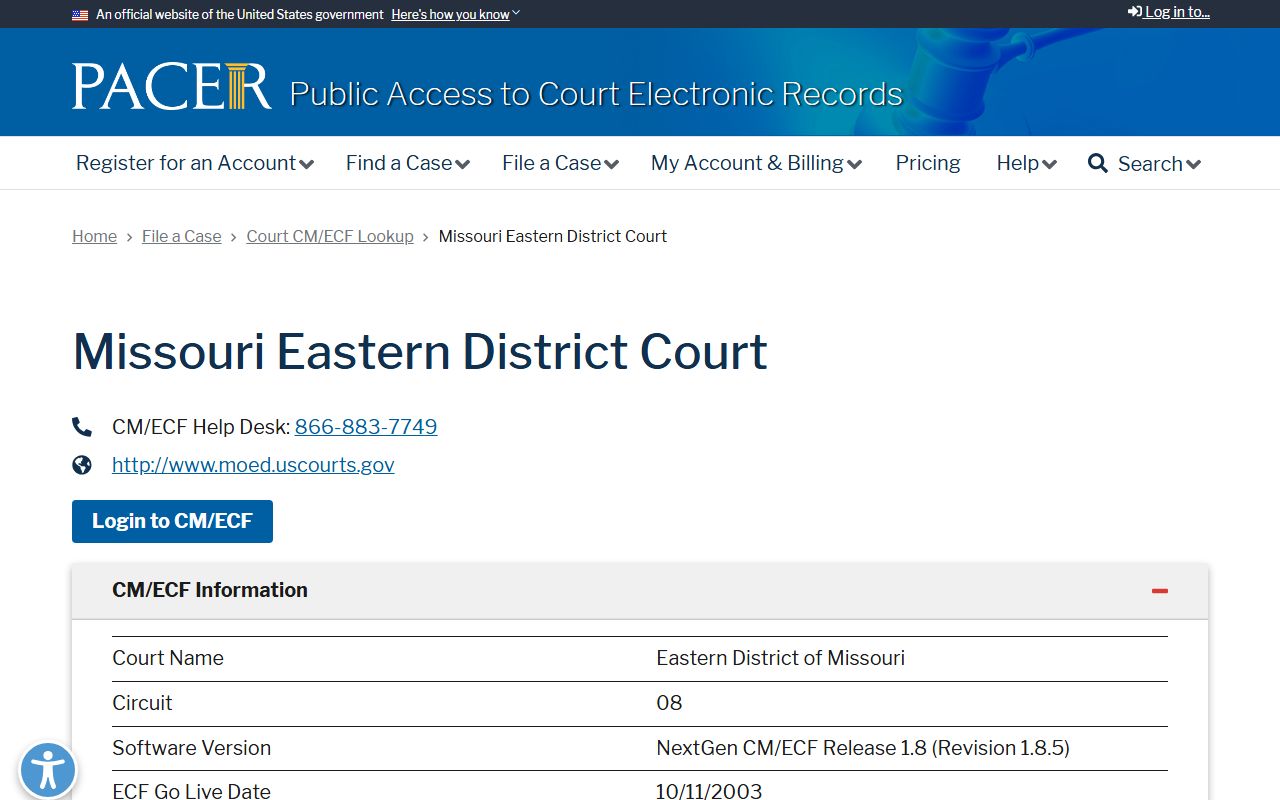 Perry County Circuit Court Eastern District CM ECF lookup