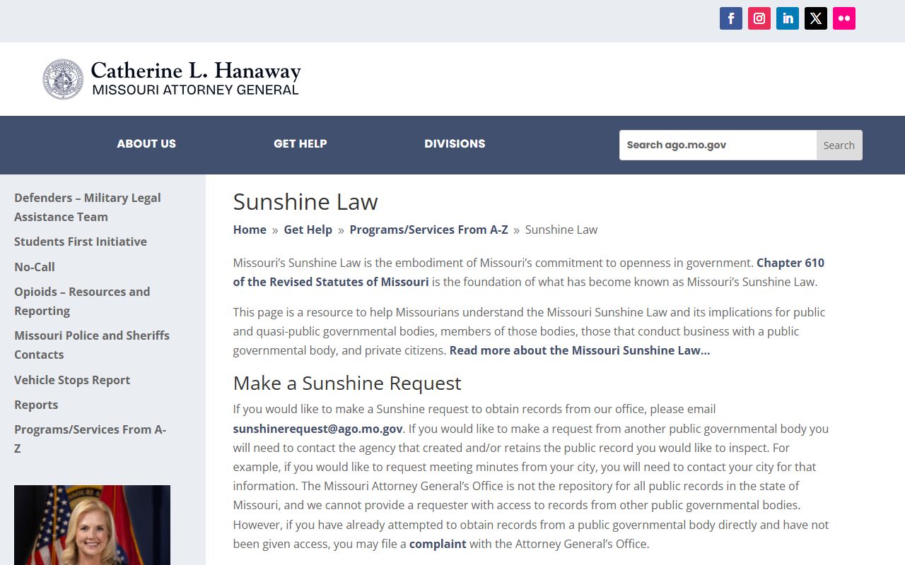 Perry County court records Missouri Attorney General Sunshine Law