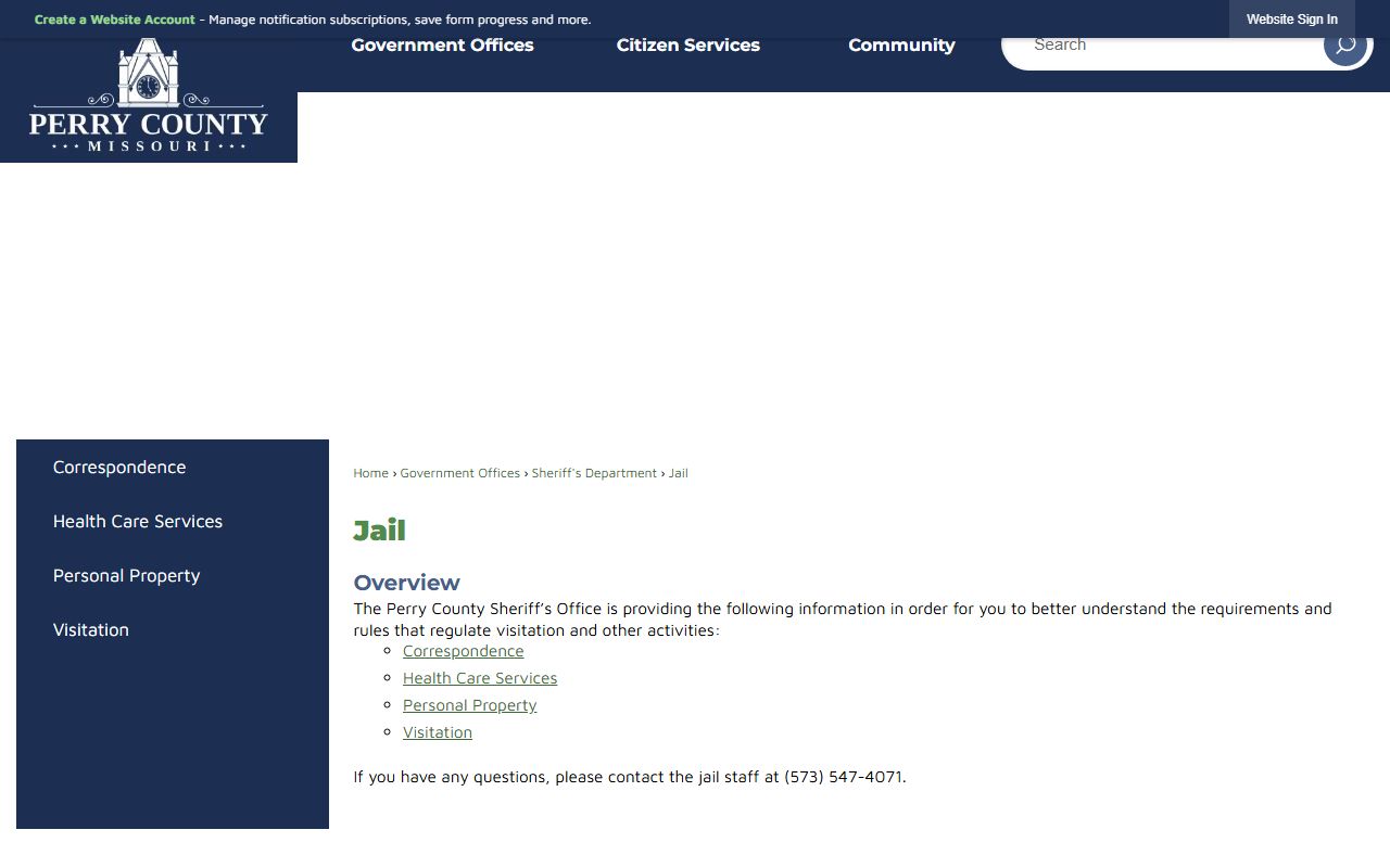 Perry County inmate search jail overview source