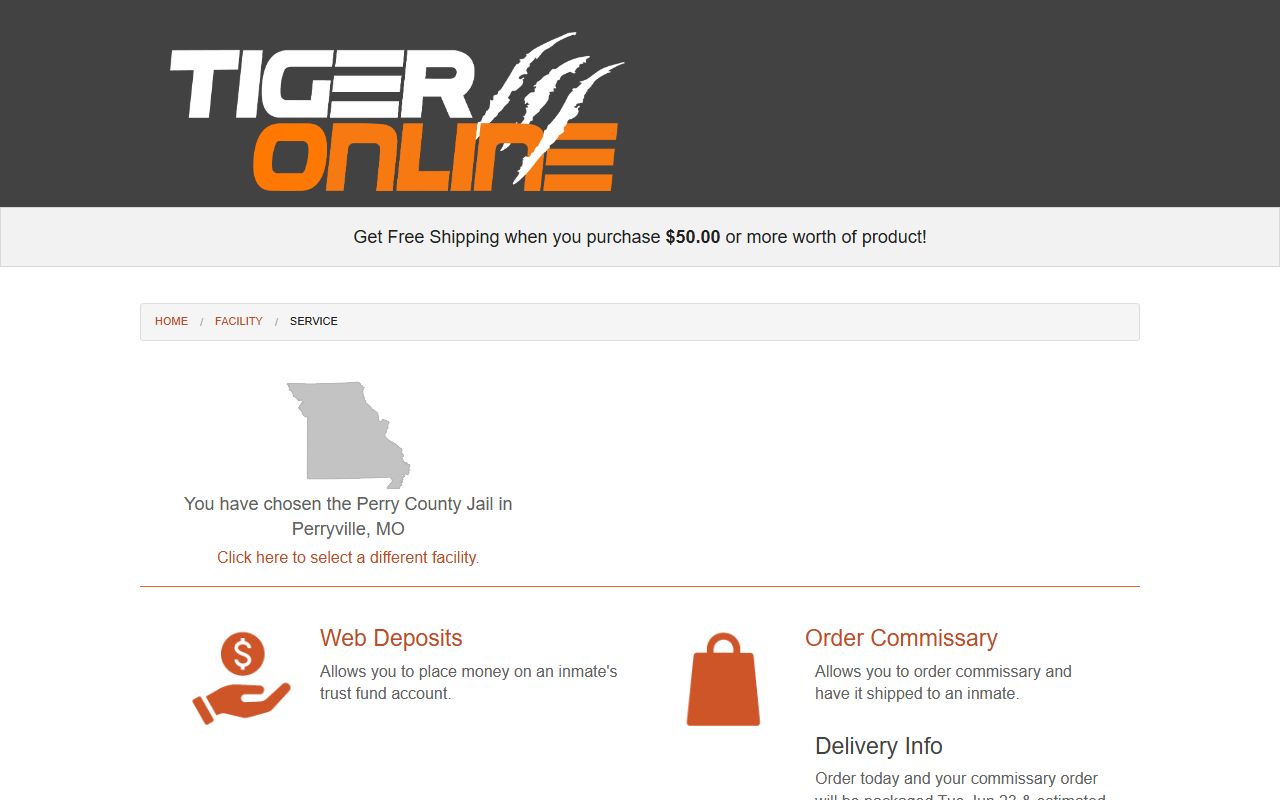 Perry County inmate commissary deposit source