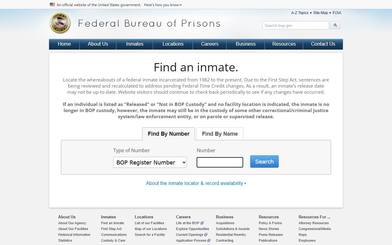 Perry County inmate records federal BOP locator source
